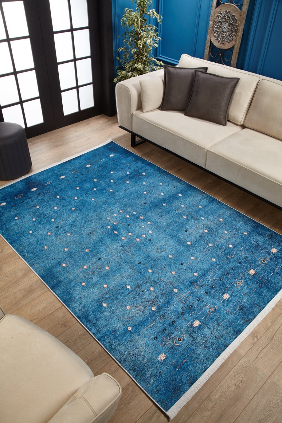 Modern Blue Area Rug – Digital Print Rug With Non Slip Carpet Backing