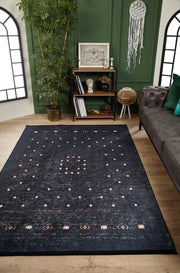 Modern Digital Area Rug – Black Non Slip Washable Floor Rug with Antibacterial Carpet