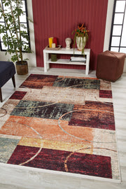 Orange Geometric Rug – Digital Print Area Floor Rug, Non Slip & Antibacterial