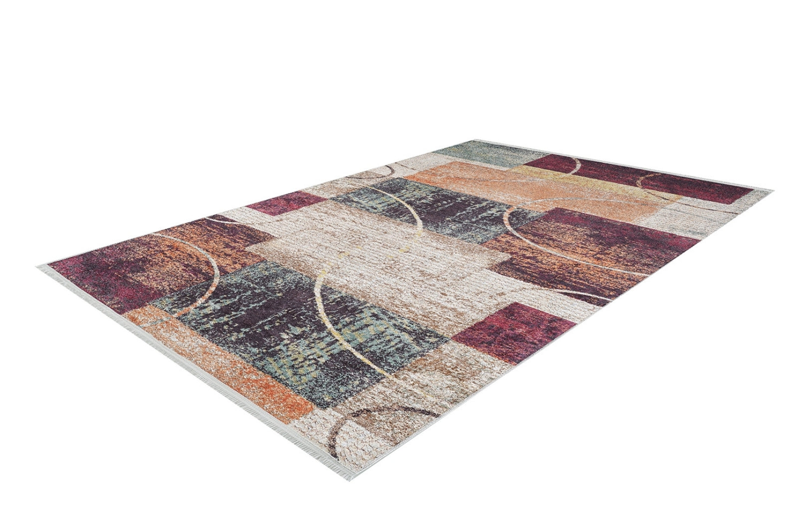 Orange Geometric Rug – Digital Print Area Floor Rug, Non Slip & Antibacterial