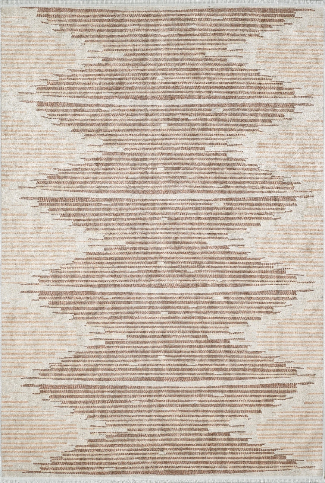 Cream Striped Area Rug – Non Slip Digital Print Carpet for Living Room Decor