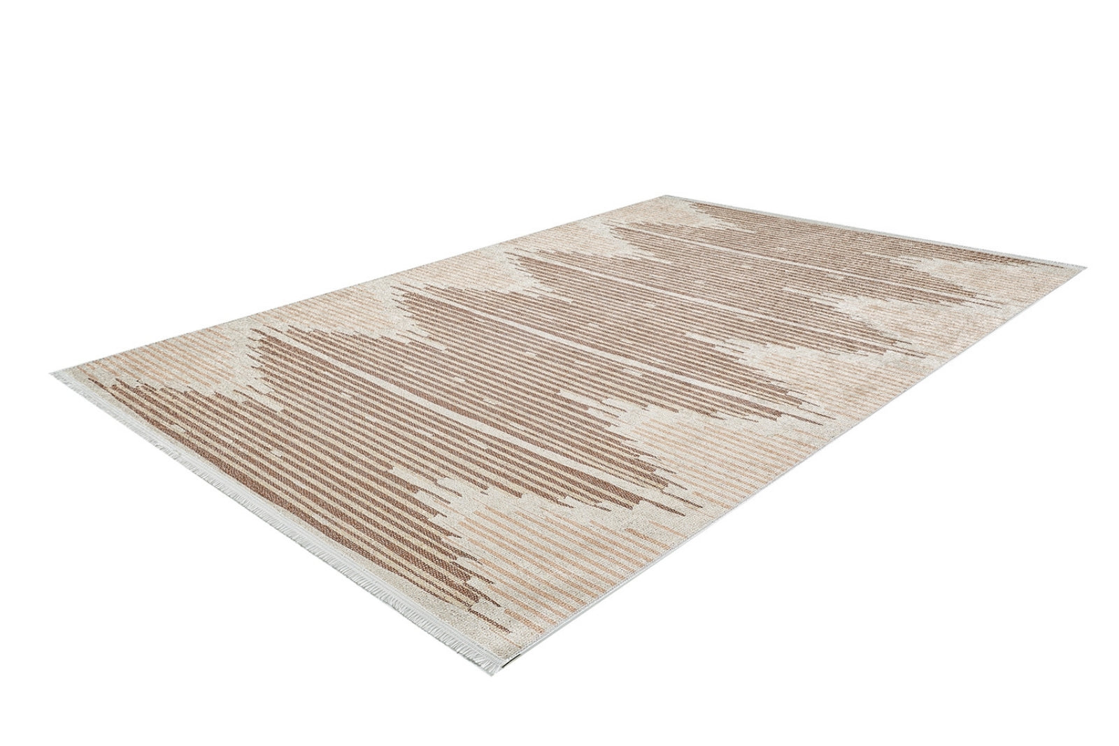 Cream Striped Area Rug – Non Slip Digital Print Carpet for Living Room Decor