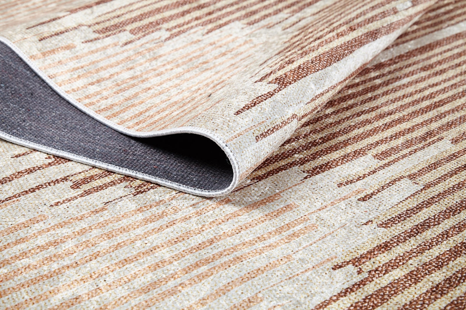 Cream Striped Area Rug – Non Slip Digital Print Carpet for Living Room Decor