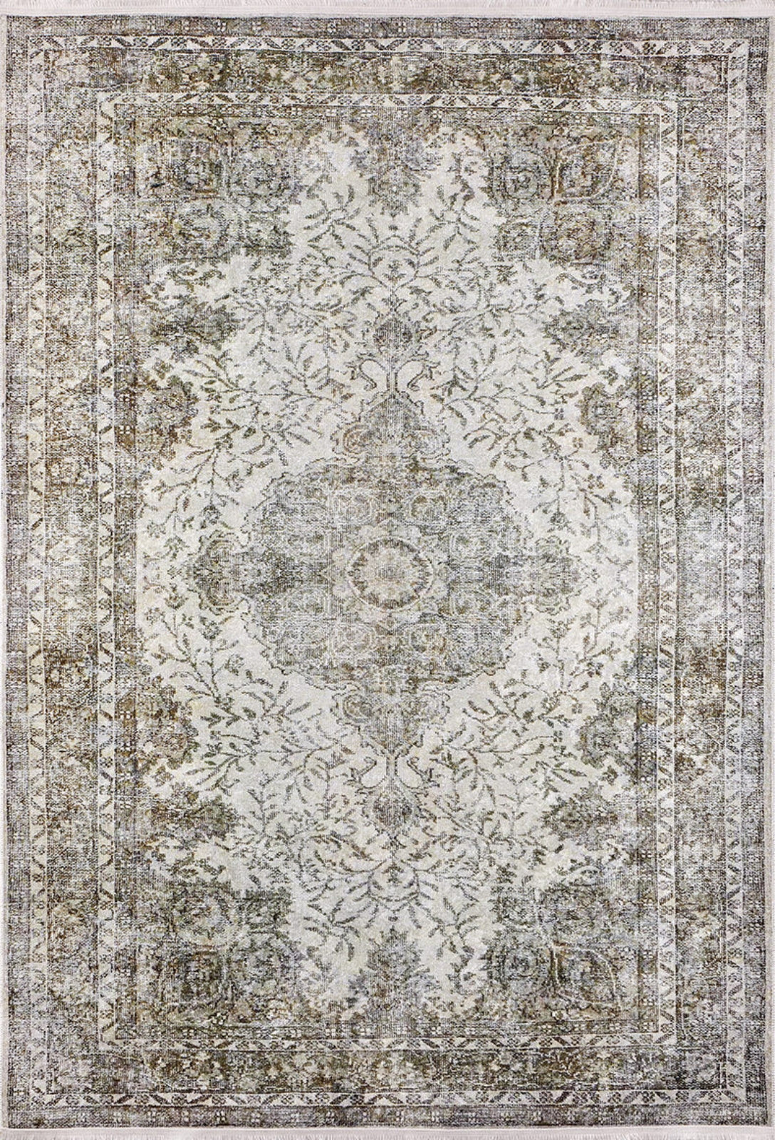 Digital Print Area Rug - Classic Green Non Slip Washable Carpet for Living Room