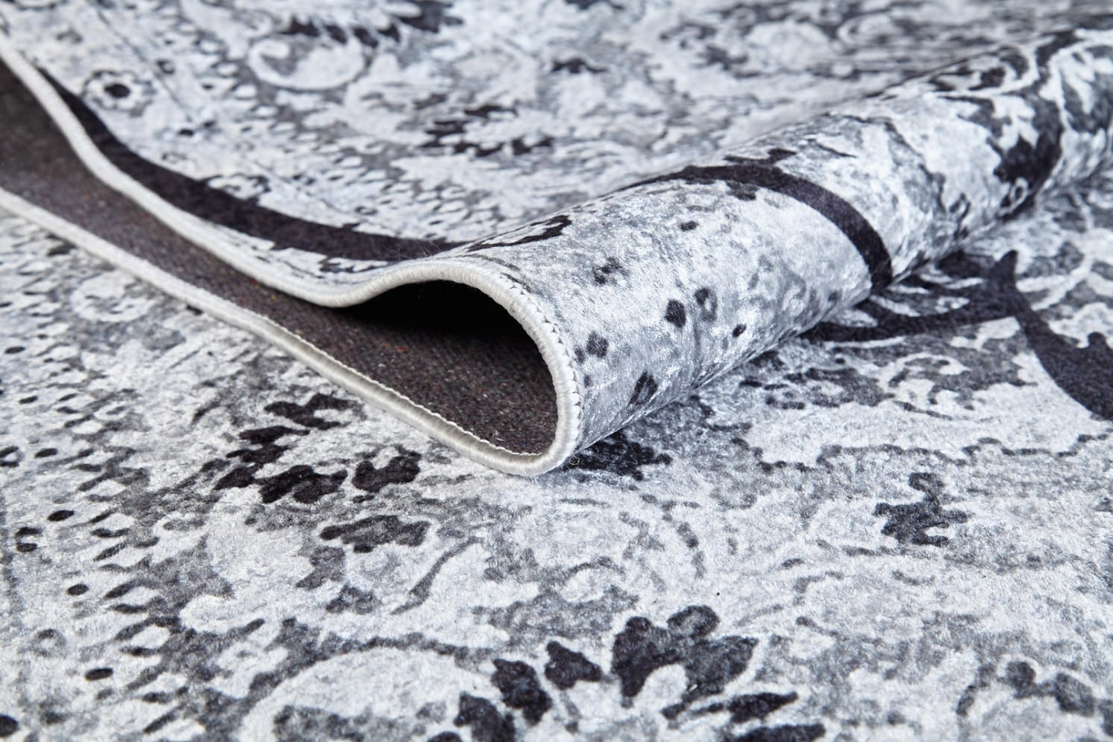 Grey Digital Print Rug - Non Slip Area Rug With Figured Design Carpet