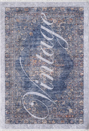 Digital Print Area Rug – Navy Classic Style Non Slip Antibacterial Carpet