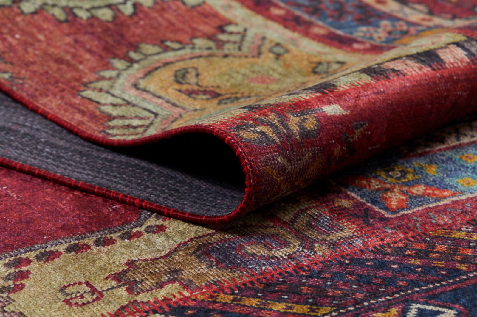 Red Patchwork Area Rug – Digital Print Rug | Antibacterial, Non Slip Carpet