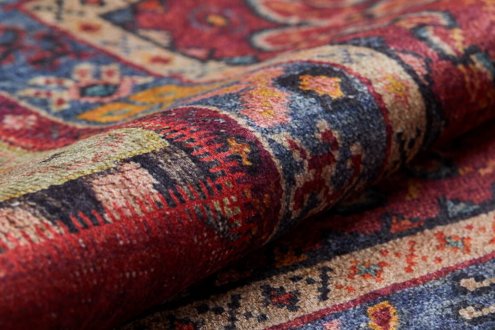 Red Patchwork Area Rug – Digital Print Rug | Antibacterial, Non Slip Carpet