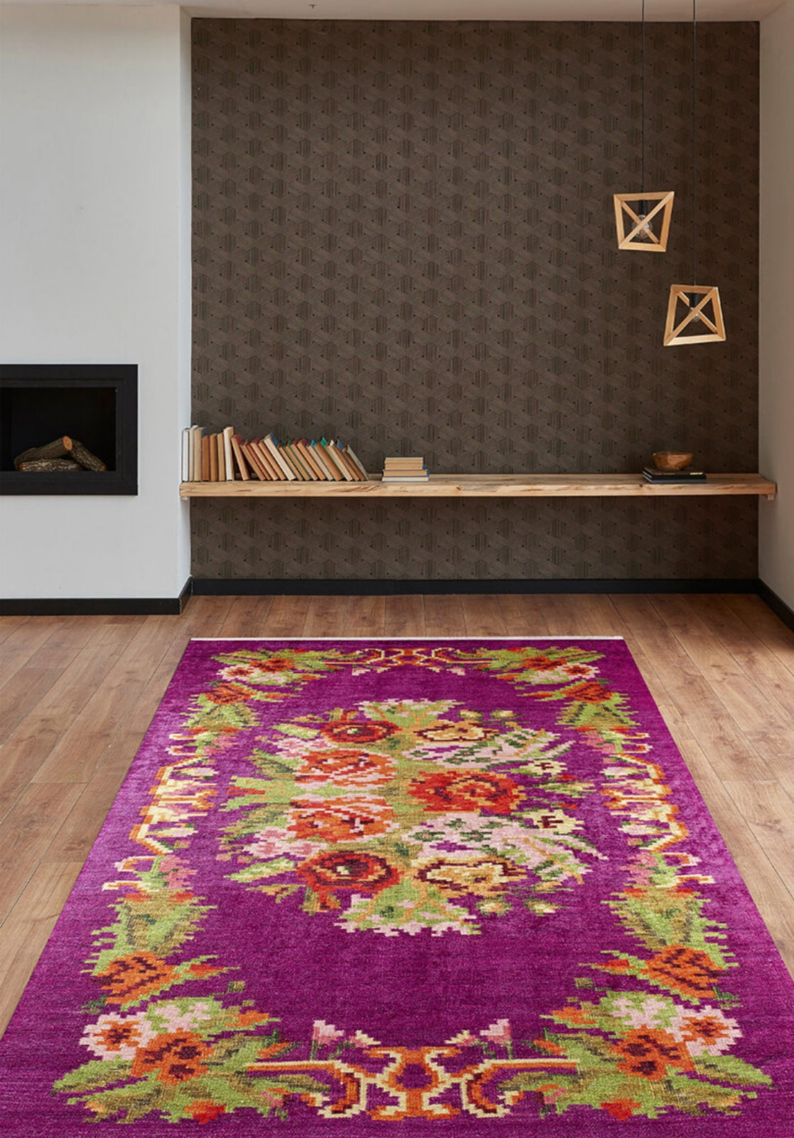 Pink Floral Area Rug - Non Slip Antibacterial Digital Print Carpet for Home