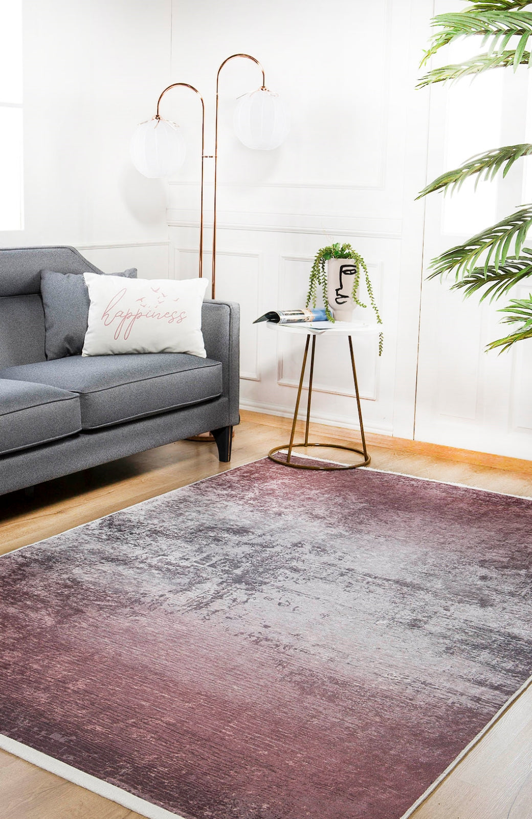 Modern Digital Print Rug – Pink Area Rug | Washable Antibacterial Carpet