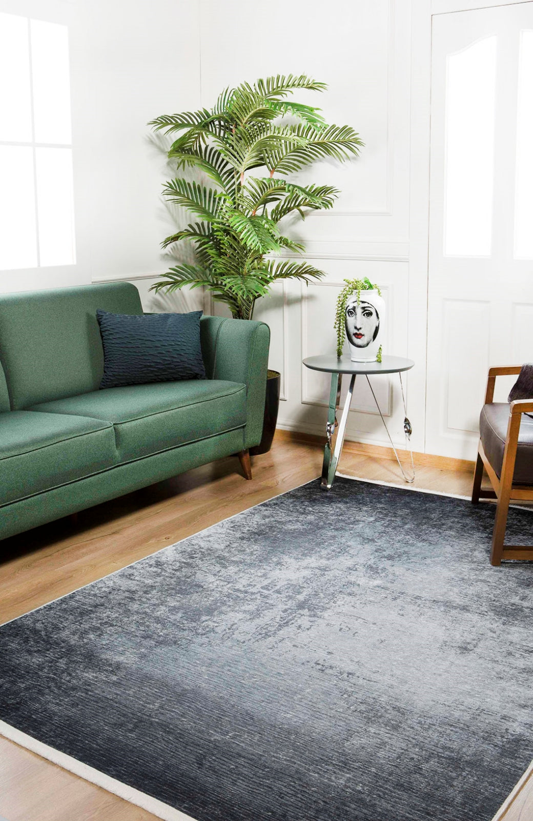 Modern Digital Print Rug - Grey Area Rug with Non Slip, Antibacterial Features