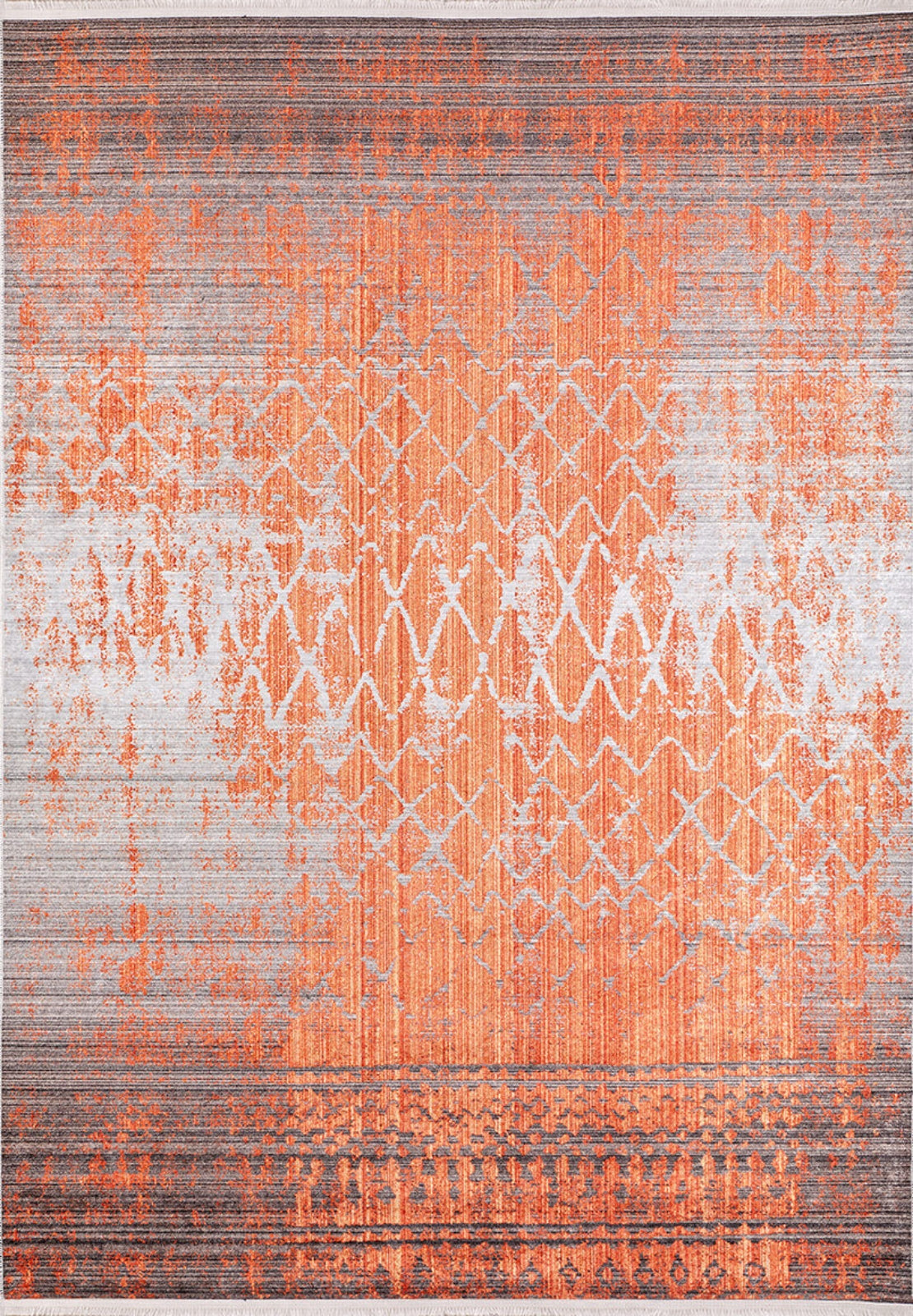 Modern Digital Area Rug – Orange Print Carpet | Non Slip & Antibacterial Washable