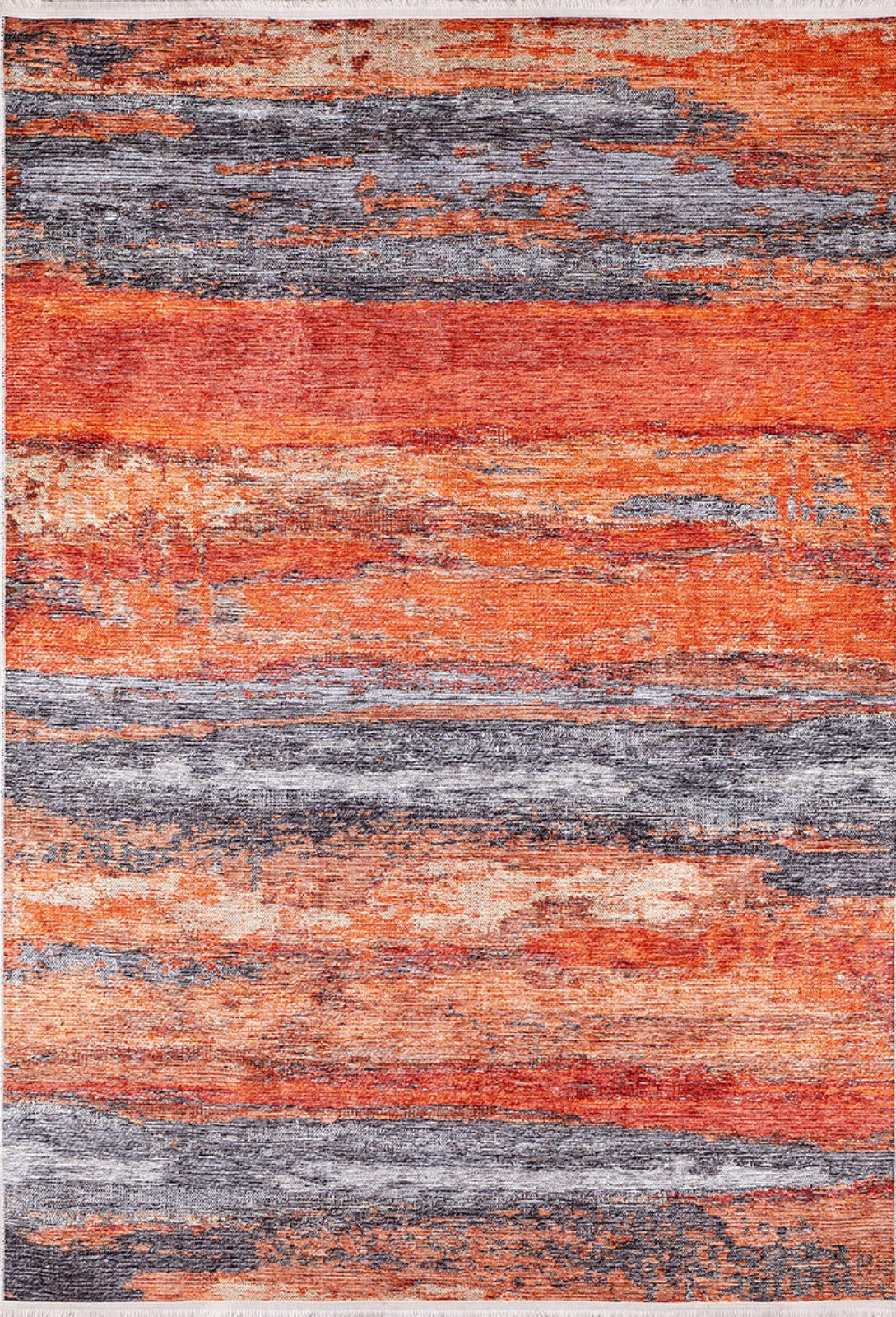 Modern Area Rug – Stylish Orange Digital Print Carpet | Non Slip Washable Floor Mat