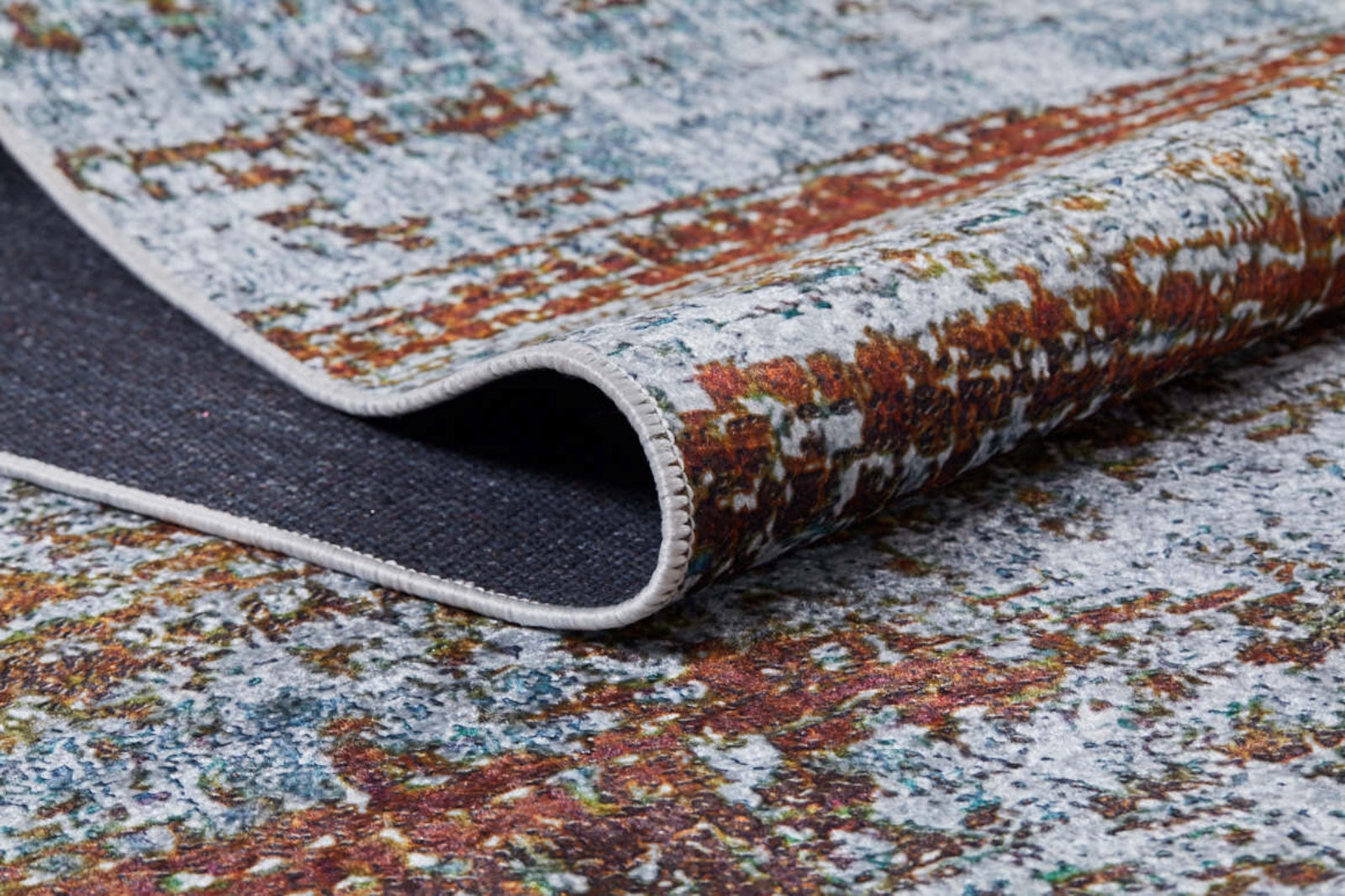 Modern Area Rug – Grey Digital Print Carpet | Non Slip, Antibacterial, Washable