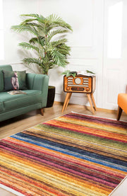 Orange Striped Area Rug – Digital Print Rug | Non Slip Carpet, Antibacterial