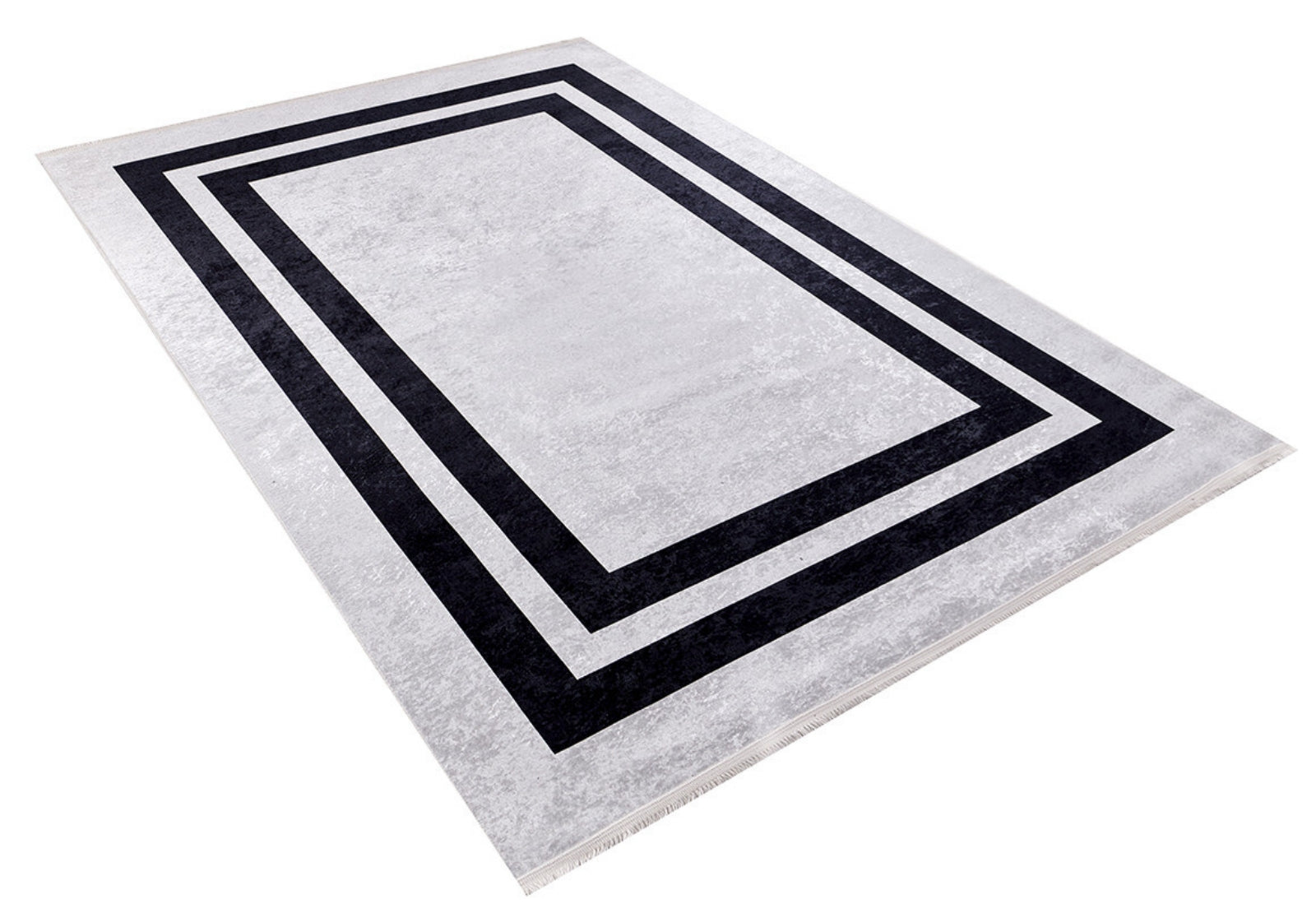 Digital Print Area Rug – Black Frame Stylish Non Slip Carpet for Living Room