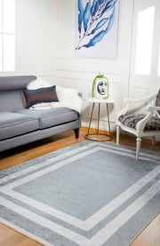 Grey Area Rug - Digital Print Frame Design Non Slip Antibacterial Carpet