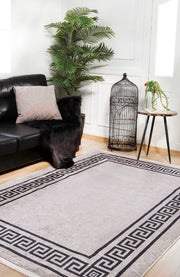 Digital Print Area Rug - Brown Frame Style Non Slip Carpet for Living Room