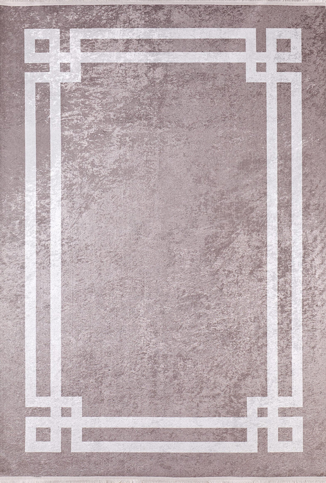 Beige Area Rug – Digital Print Frame Style Non Slip Washable Carpet