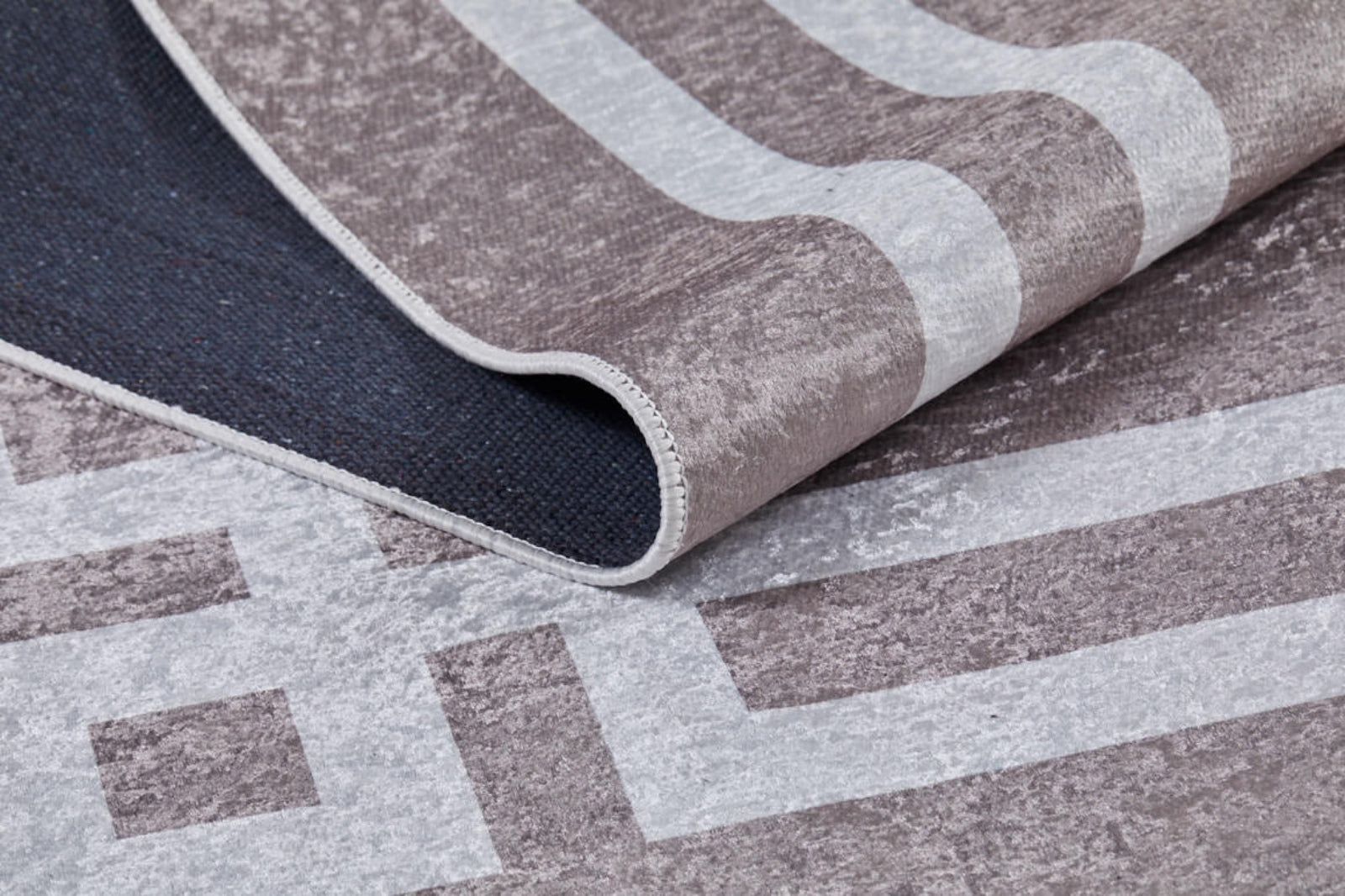 Beige Area Rug – Digital Print Frame Style Non Slip Washable Carpet