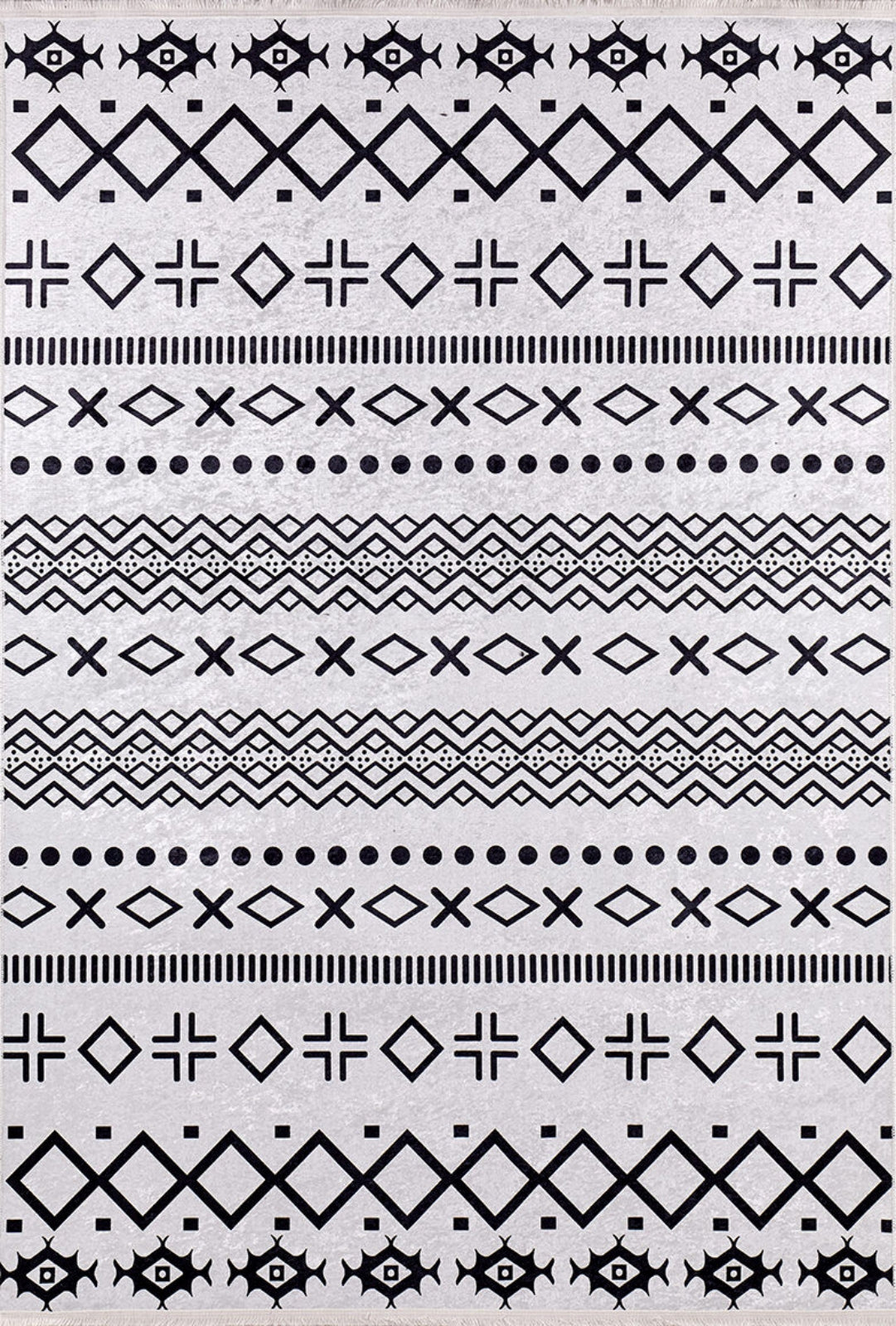 Grey Geometric Area Rug - Digital Print Carpet | Non Slip, Antibacterial, Washable