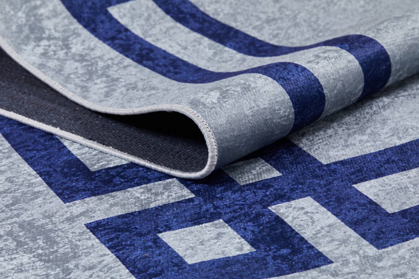 Navy Frame Area Rug – Digital Print Rug | Non Slip, Antibacterial & Washable Carpet