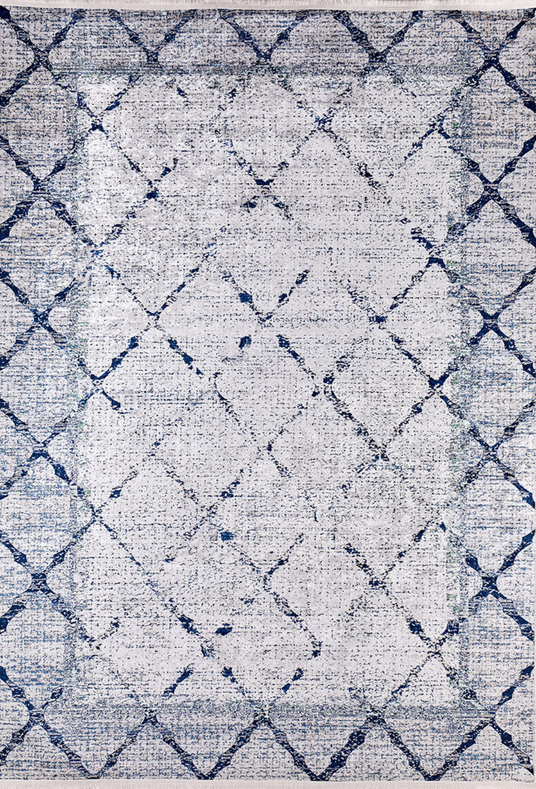 Navy Geometric Area Rug - Digital Print Non Slip Washable Carpet for Living Room