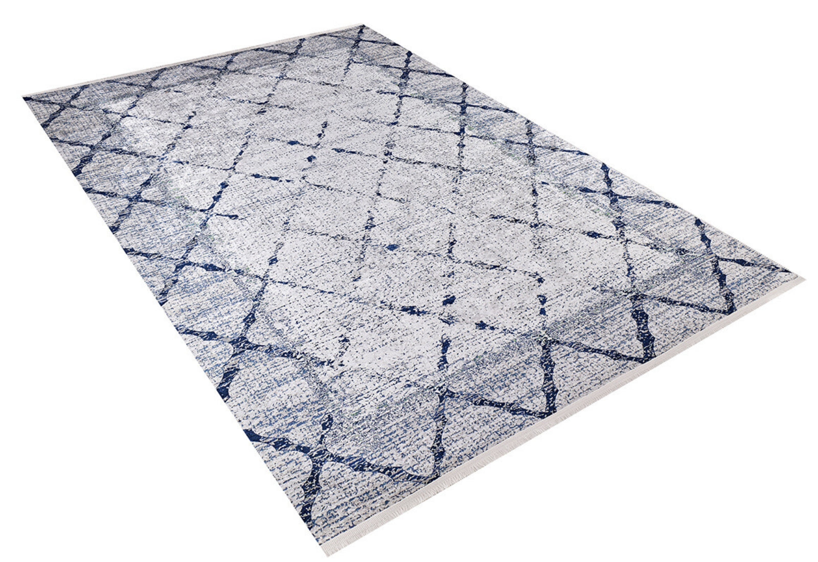 Navy Geometric Area Rug - Digital Print Non Slip Washable Carpet for Living Room