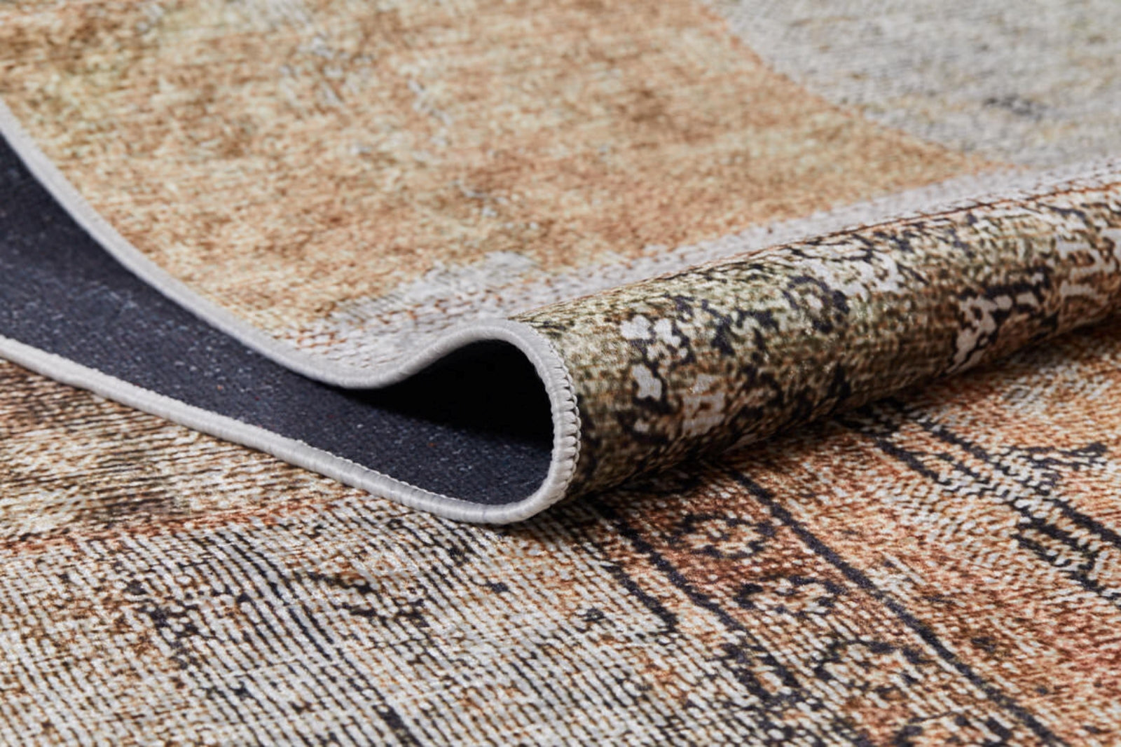 Patchwork Area Rug - Brown Digital Print Rug | Non Slip, Antibacterial Carpet