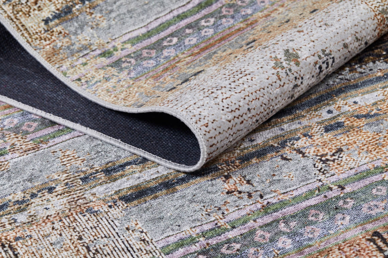 Brown Patchwork Rug - Digital Print Area Rug | Non Slip, Washable Carpet