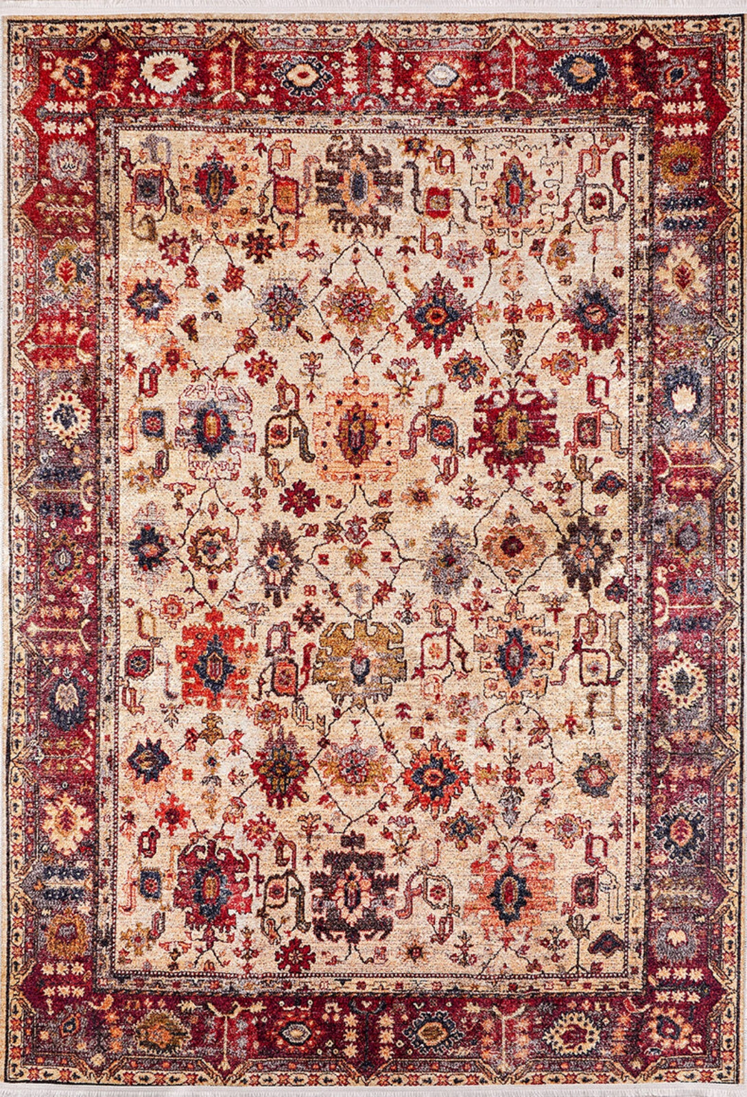Digital Print Area Rug - Burgundy Classic Non Slip Washable Carpet