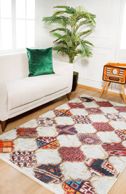 Beige Patchwork Area Rug – Digital Print, Non Slip, Antibacterial Carpet