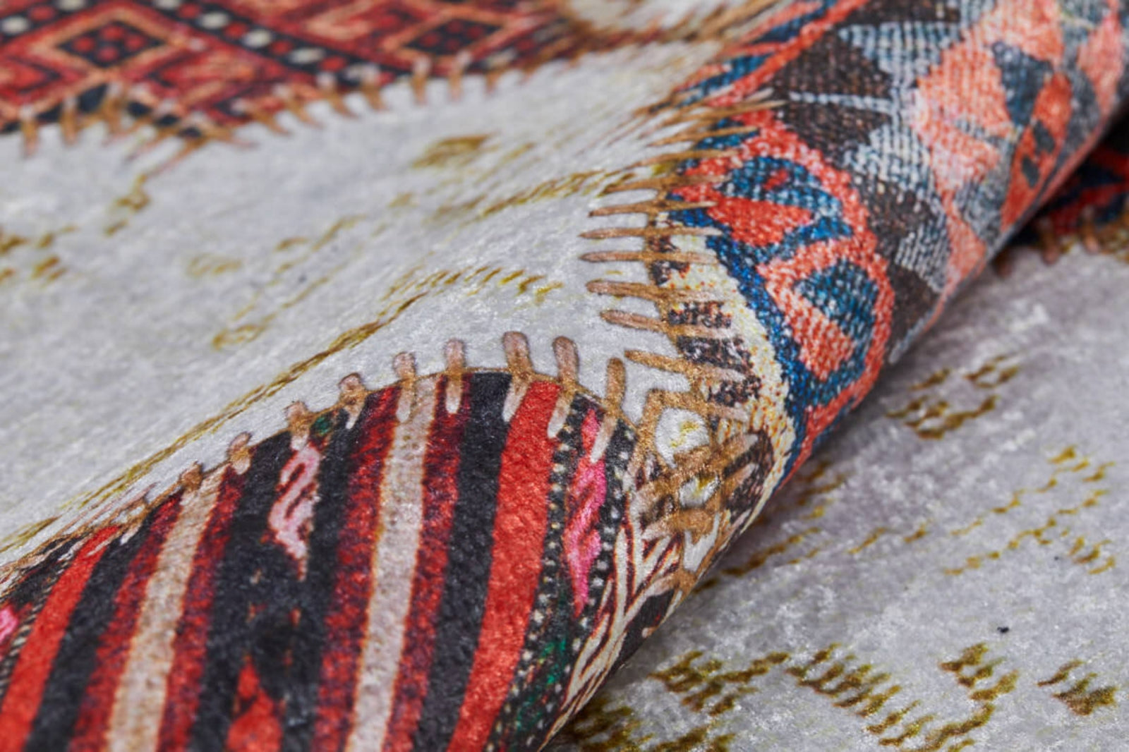 Beige Patchwork Area Rug – Digital Print, Non Slip, Antibacterial Carpet