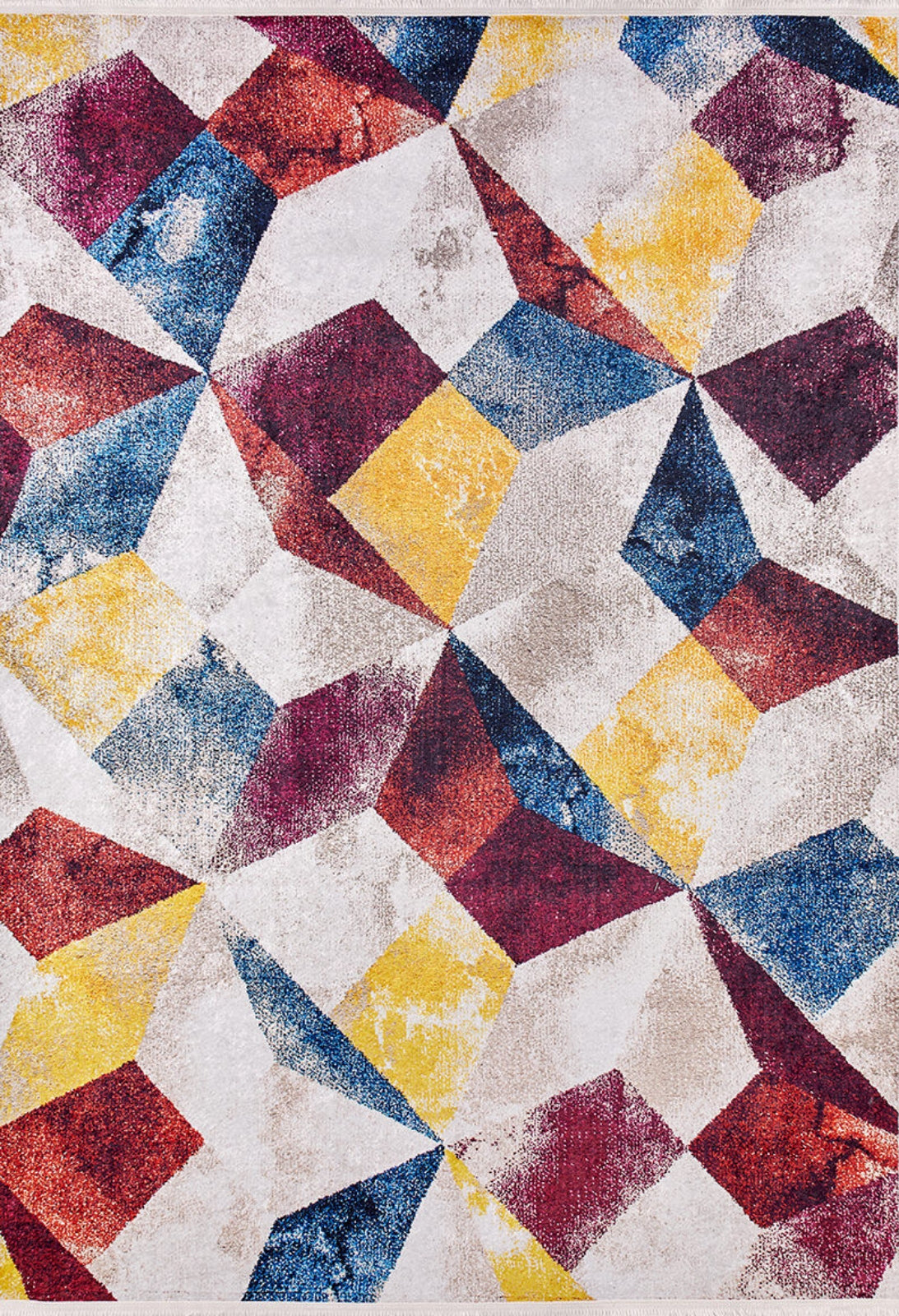 Beige Geometric Area Rug - Durable Digital Print Rug | Non Slip Carpet, Washable