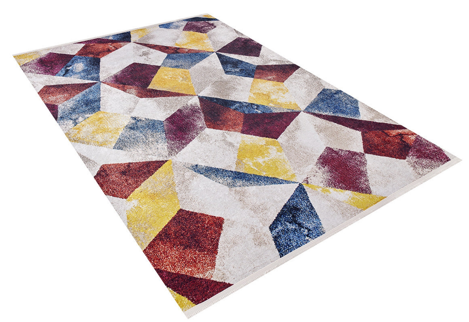 Beige Geometric Area Rug - Durable Digital Print Rug | Non Slip Carpet, Washable