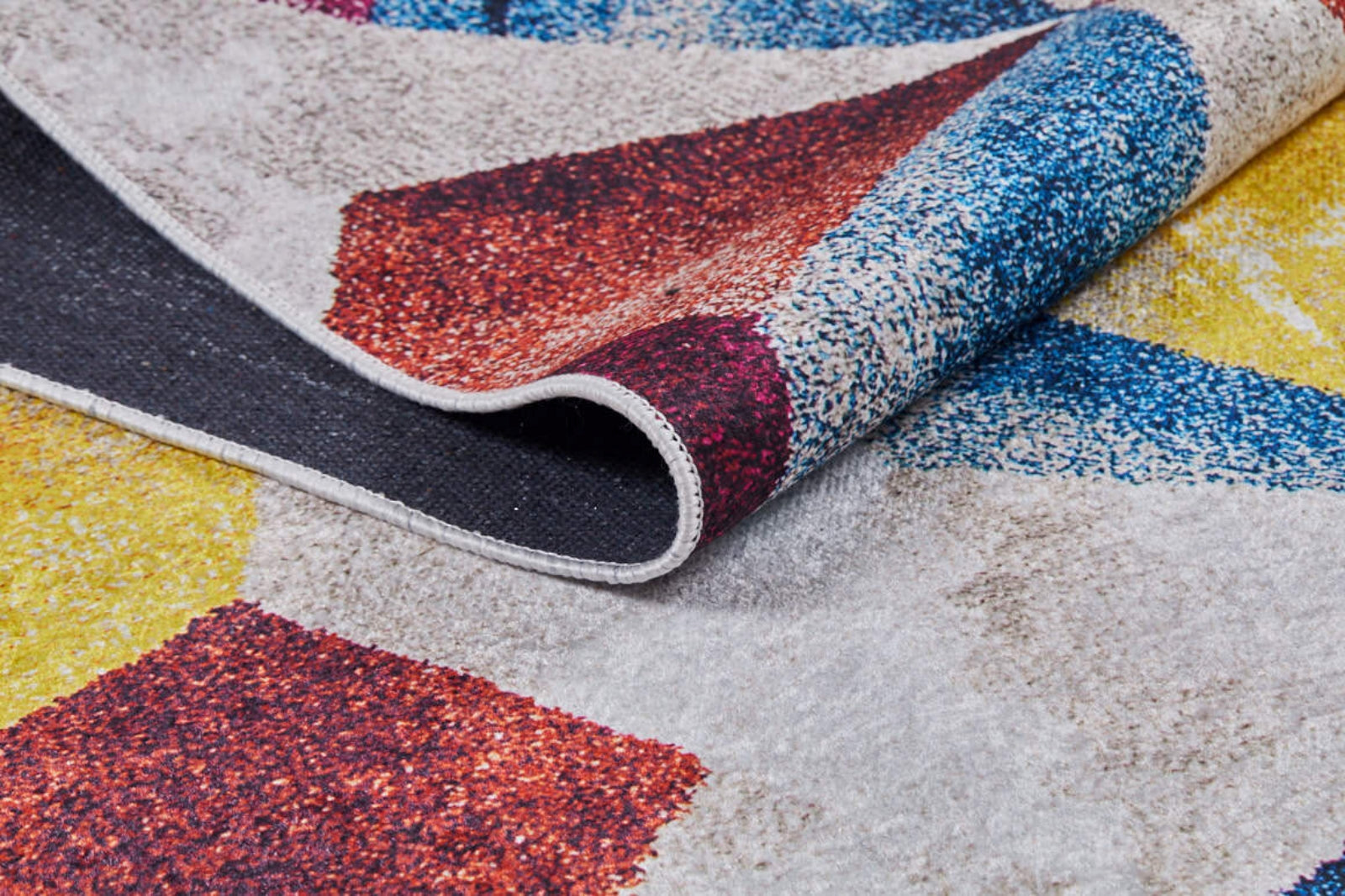 Beige Geometric Area Rug - Durable Digital Print Rug | Non Slip Carpet, Washable