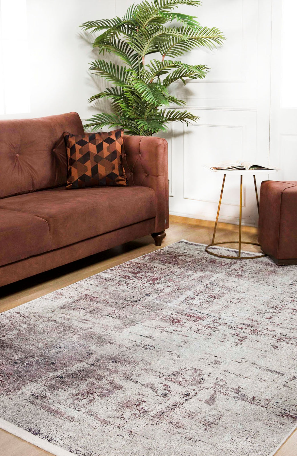 Modern Digital Print Rug – Cream Carpet Area Rug with Antibacterial, Non Slip Backing