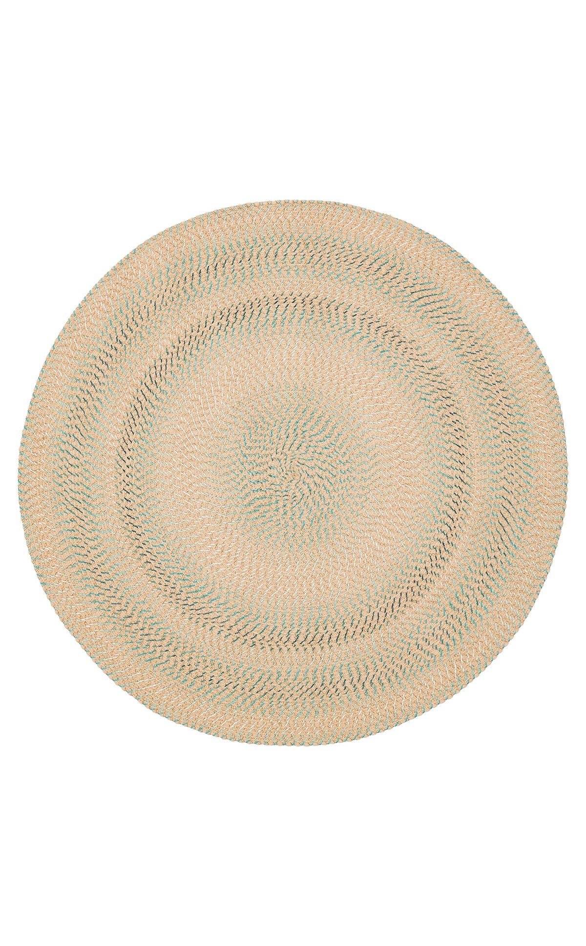 Round Jute Rug - Beige Striped Pattern Knitted Carpet With Soft Texture