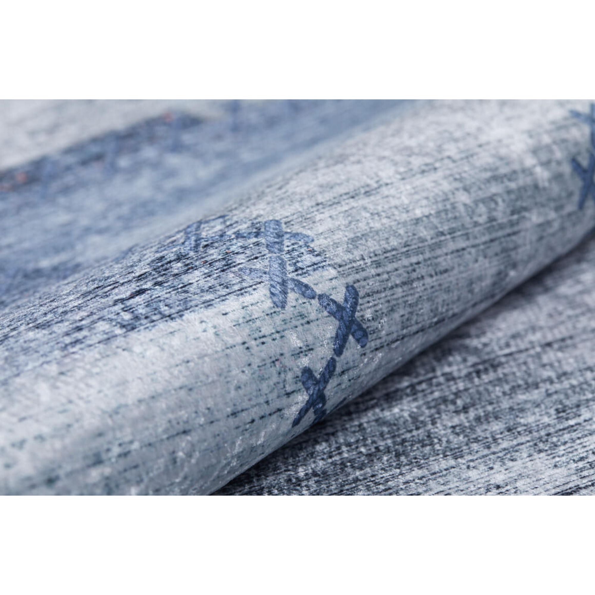 Blue Patchwork Area Rug - Digital Print, Non Slip, Antibacterial Carpet for Living Room