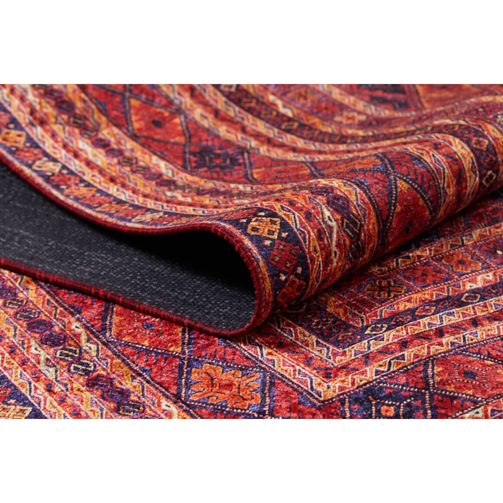 Red Geometric Area Rug - Digital Print, Non Slip, Antibacterial Carpet for Modern Living Room