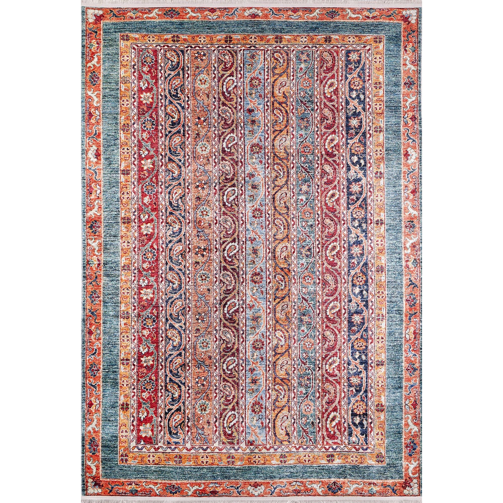 Digital Print Area Rug - Classic Orange Floor Carpet | Non Slip, Antibacterial