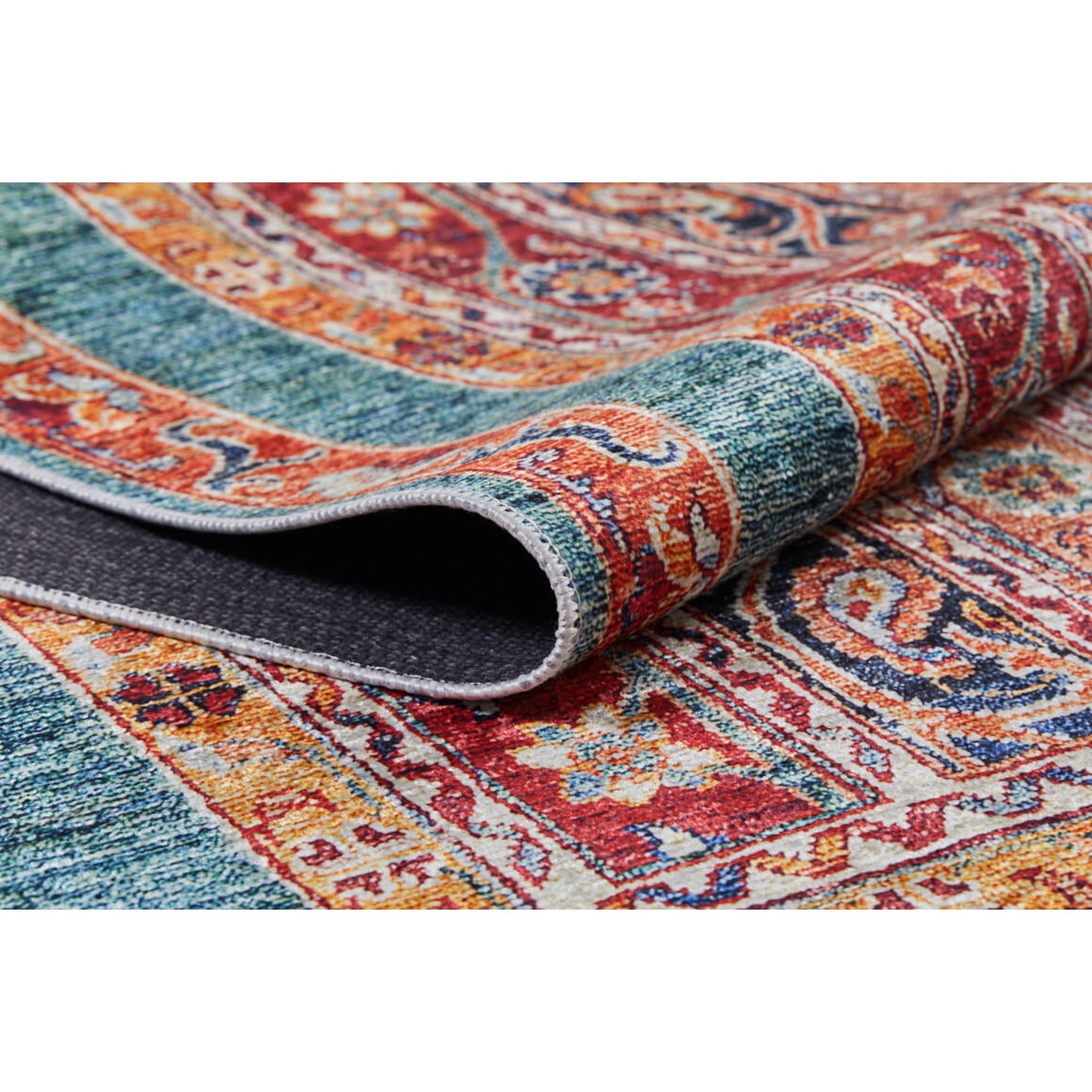 Digital Print Area Rug - Classic Orange Floor Carpet | Non Slip, Antibacterial