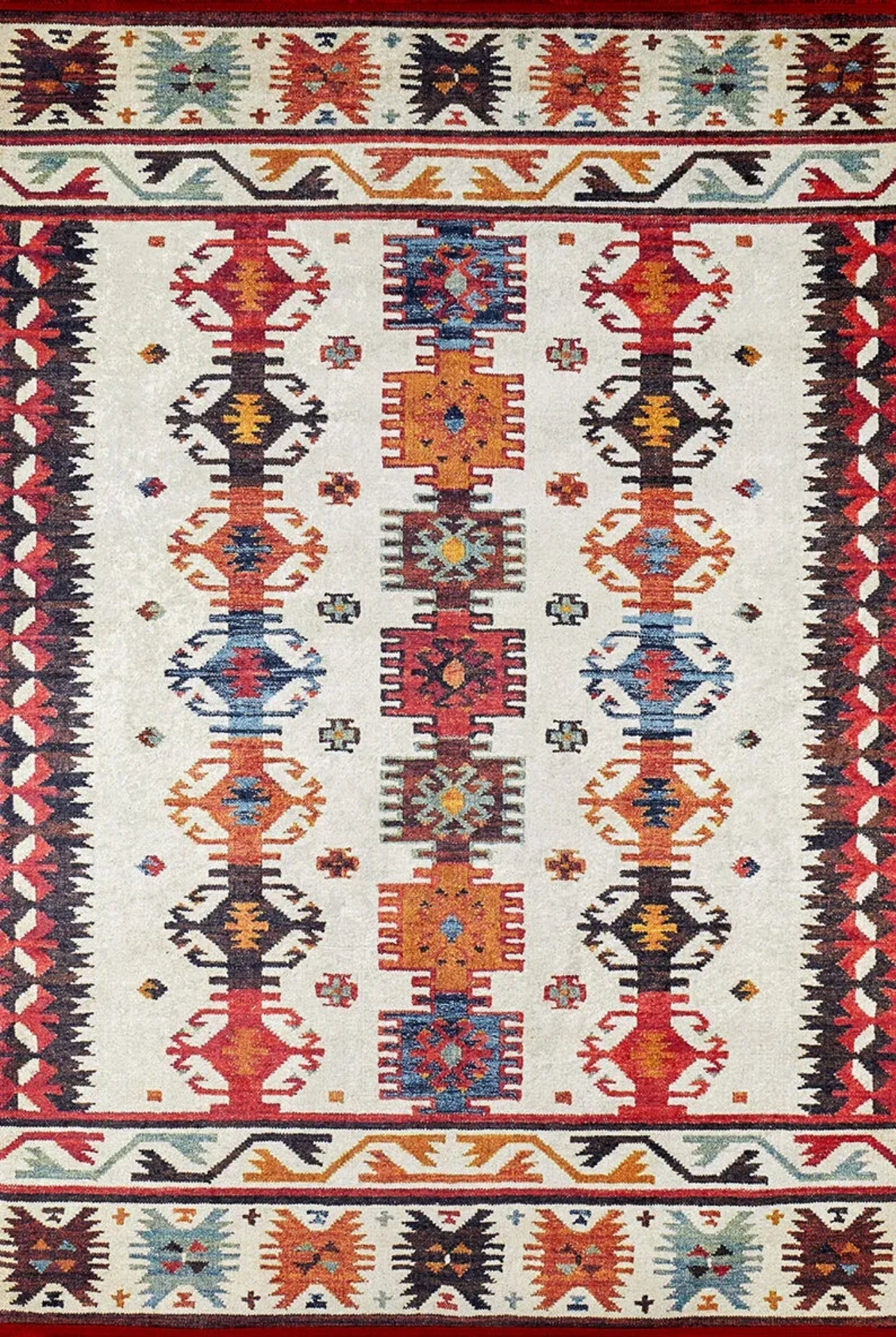 Digital Print Area Rug - Classic Red Living Room Rug | Non Slip Antibacterial Carpet