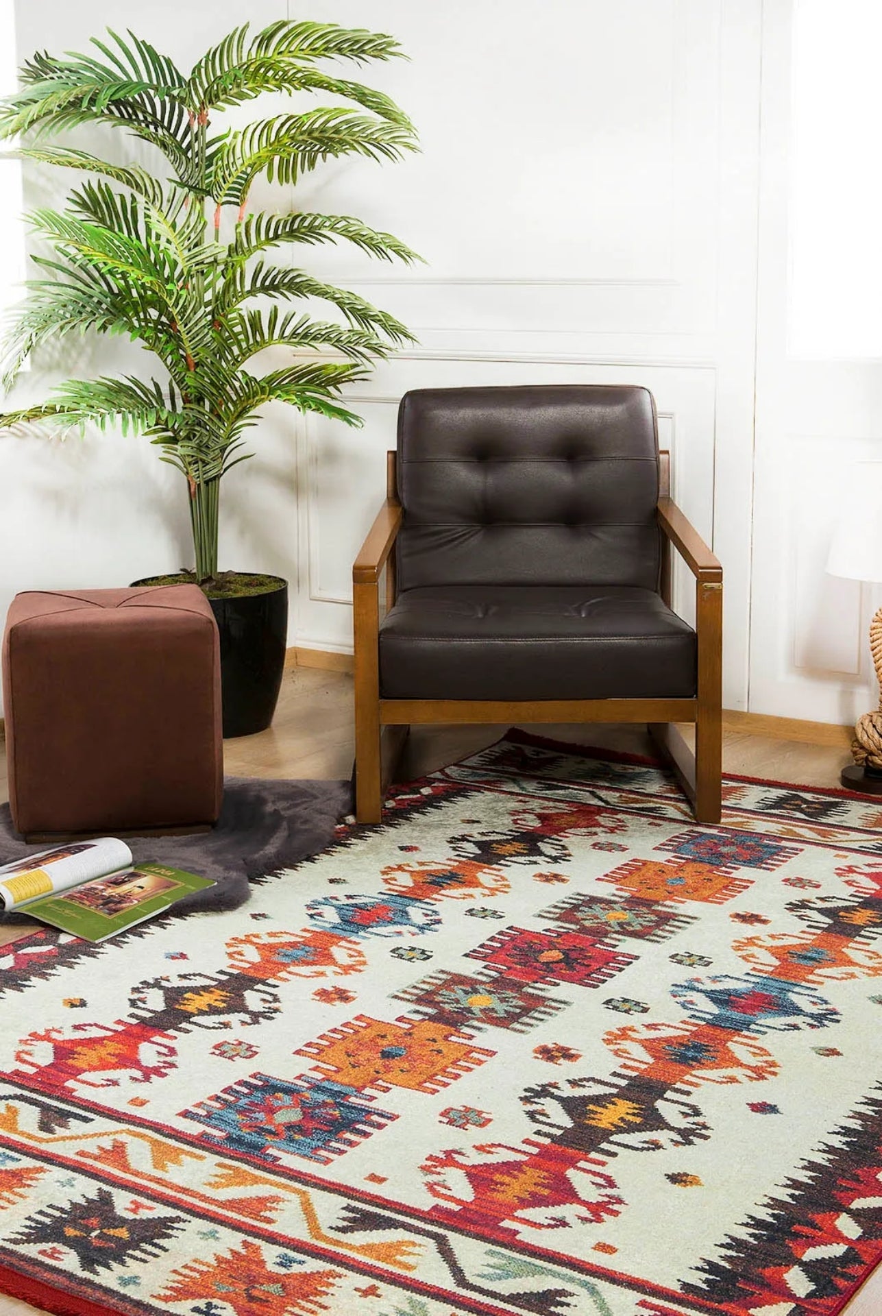 Digital Print Area Rug - Classic Red Living Room Rug | Non Slip Antibacterial Carpet