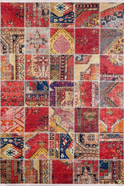 Red Patchwork Area Rug - Non Slip Digital Print Carpet for Stylish Home