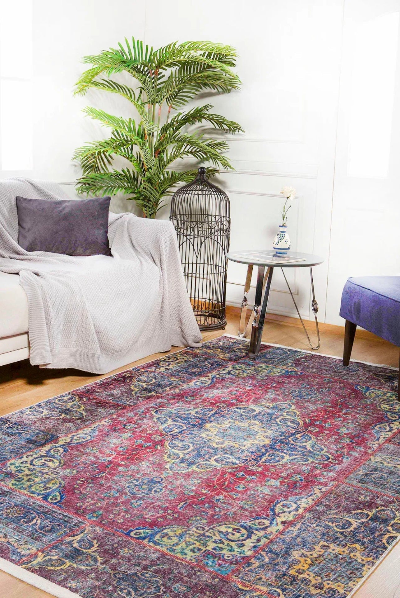 Classic Area Rug – Digital Print Carpet | Red Non Slip Antibacterial Floor Mat