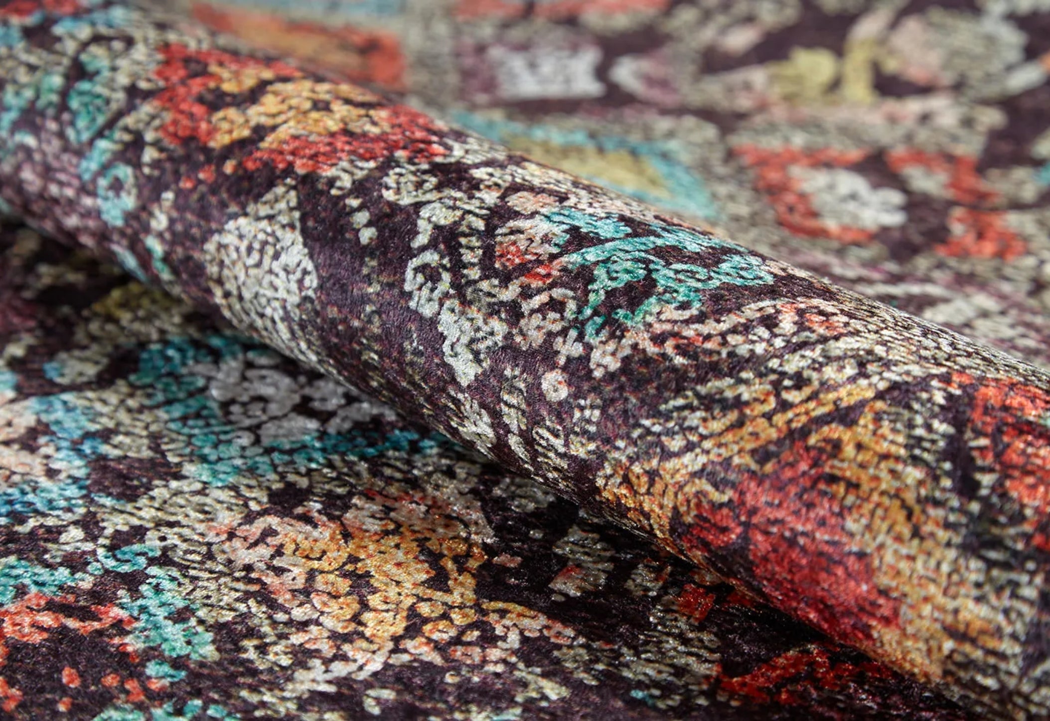 Vintage Area Rug | Brown Digital Print Carpet - Non Slip, Antibacterial Floor Rug