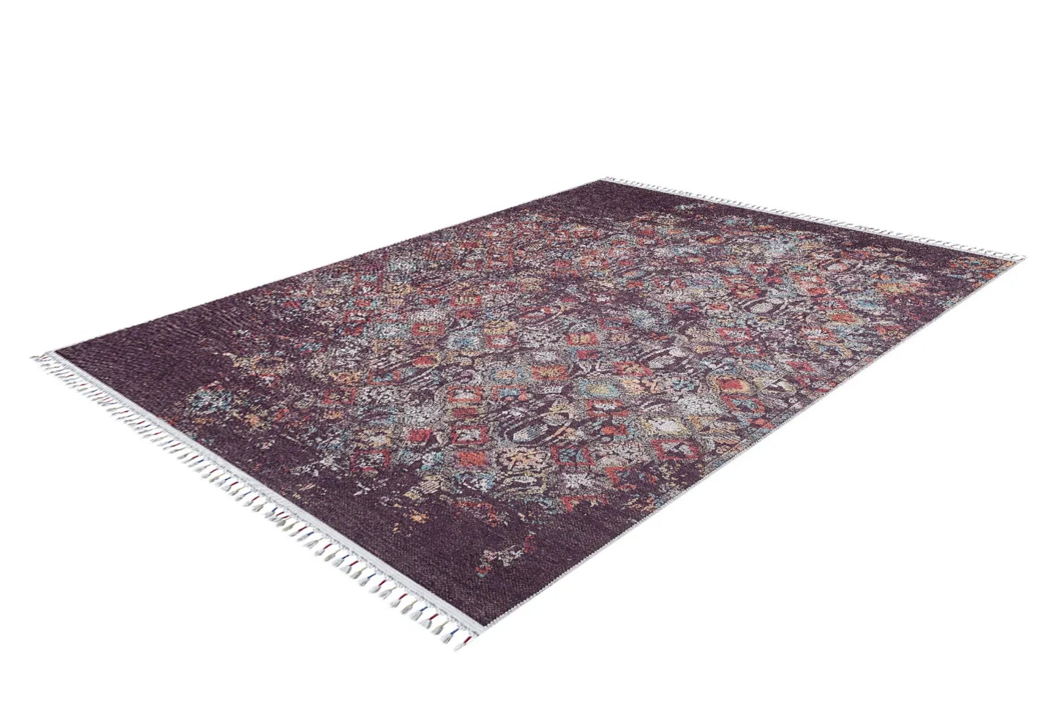 Vintage Area Rug | Brown Digital Print Carpet - Non Slip, Antibacterial Floor Rug