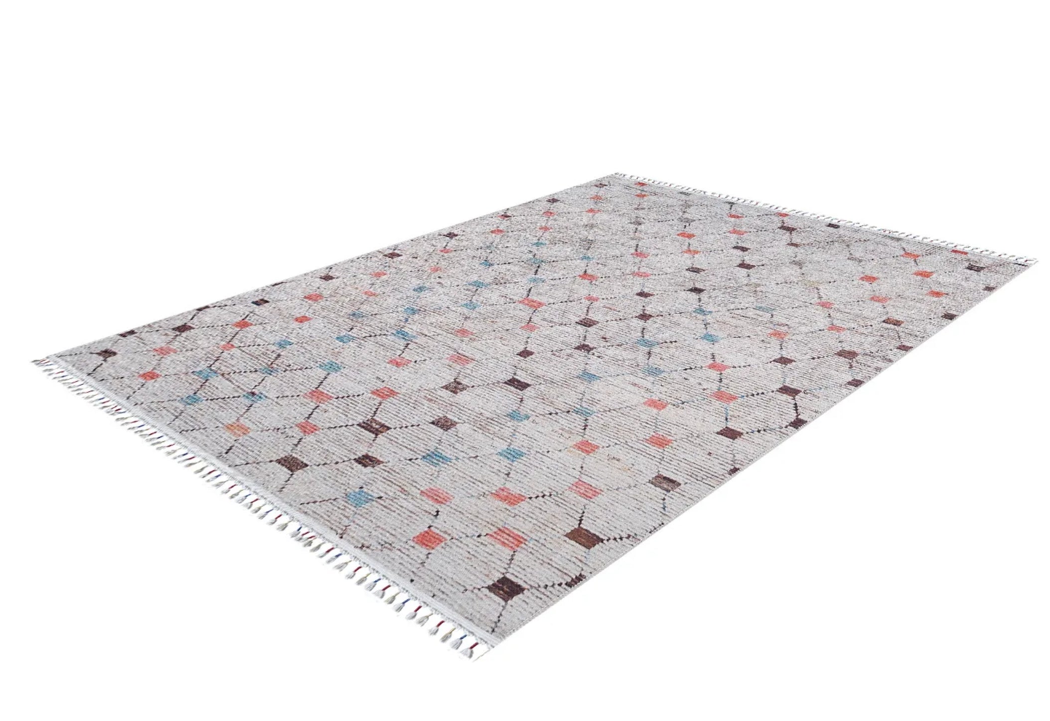 Grey Geometric Area Rug - Digital Print Rug | Non Slip Carpet, Antibacterial Surface