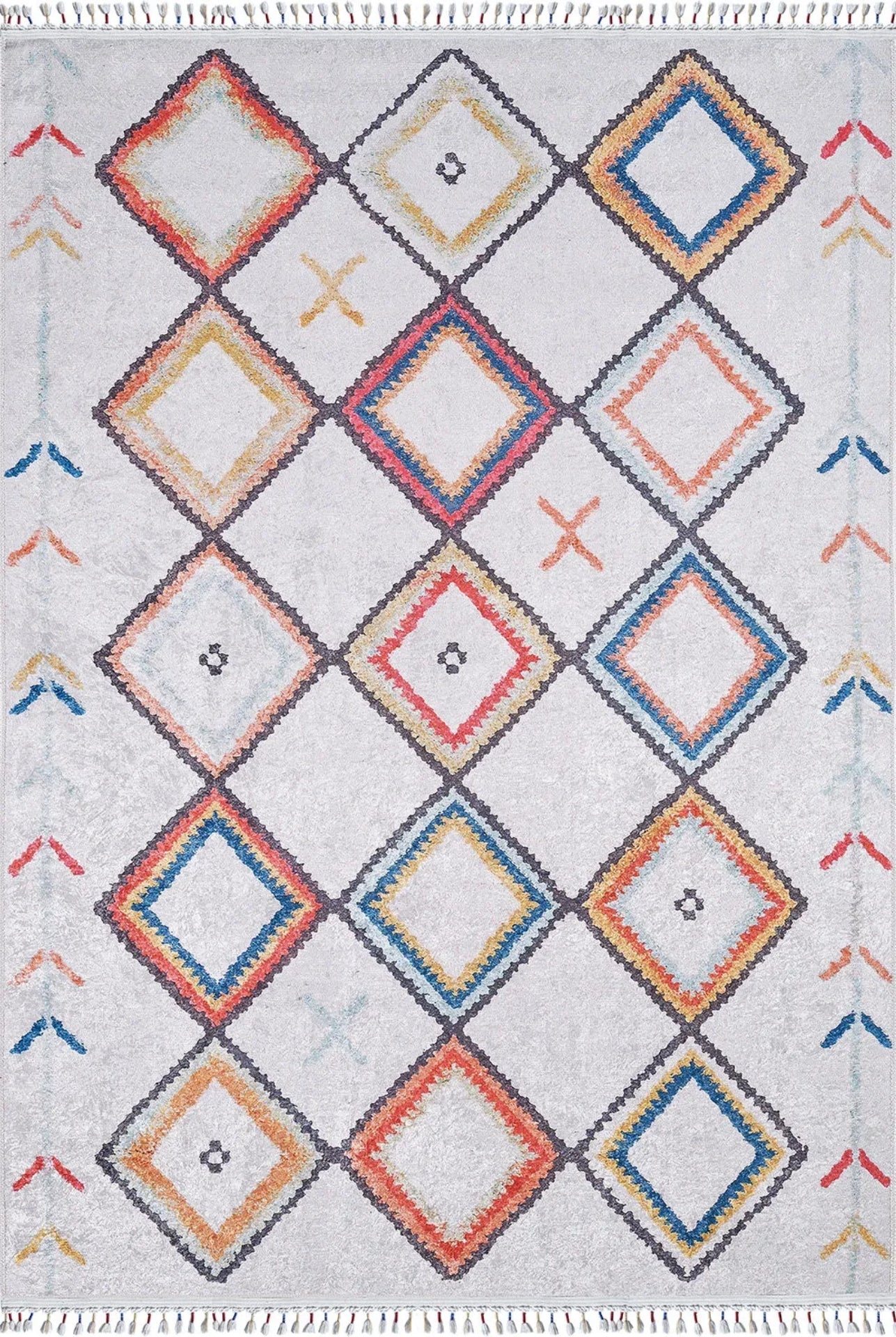 Red Geometric Area Rug - Digital Print Carpet | Antibacterial, Non Slip Rug